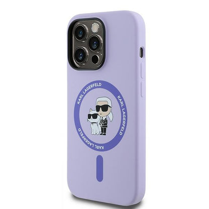 Custodia MagSafe per Apple iPhone 14 Pro, Karl Lagerfeld, Silicone Ring Karl & Choupette, Viola