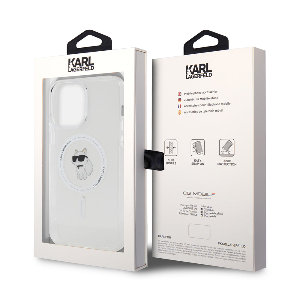 Custodia MagSafe per Apple iPhone 14 Pro Max, Karl Lagerfeld, IML Choupette, Trasparente