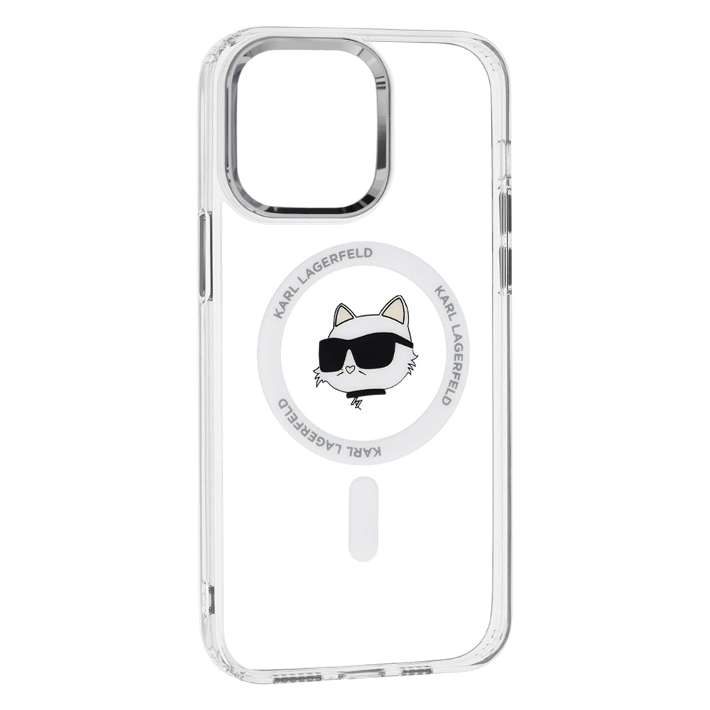 Custodia MagSafe per Apple iPhone 14 Pro Max, Karl Lagerfeld, IML Metal Choupette's Head, Bianca