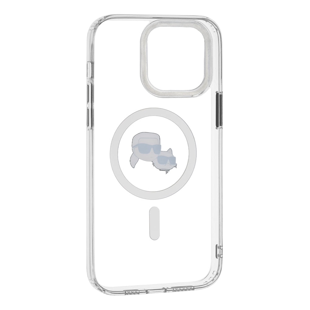 Custodia MagSafe per Apple iPhone 14 Pro Max, Karl Lagerfeld, IML Metal Karl & Choupette's Heads, Bianca