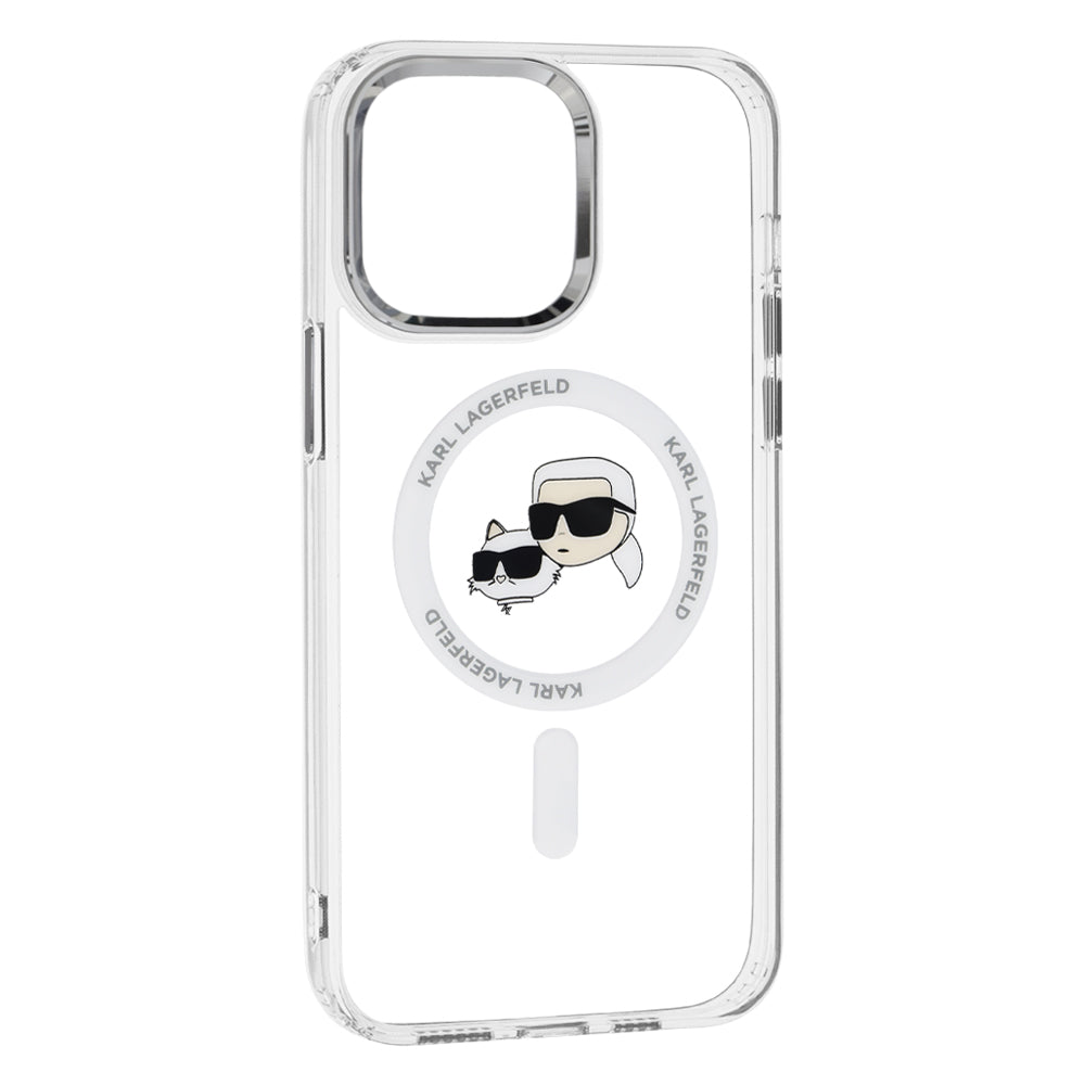 Custodia MagSafe per Apple iPhone 14 Pro Max, Karl Lagerfeld, IML Metal Karl & Choupette's Heads, Bianca