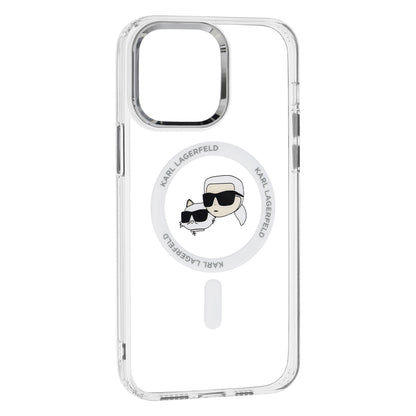 Custodia MagSafe per Apple iPhone 14 Pro Max, Karl Lagerfeld, IML Metal Karl & Choupette's Heads, Bianca