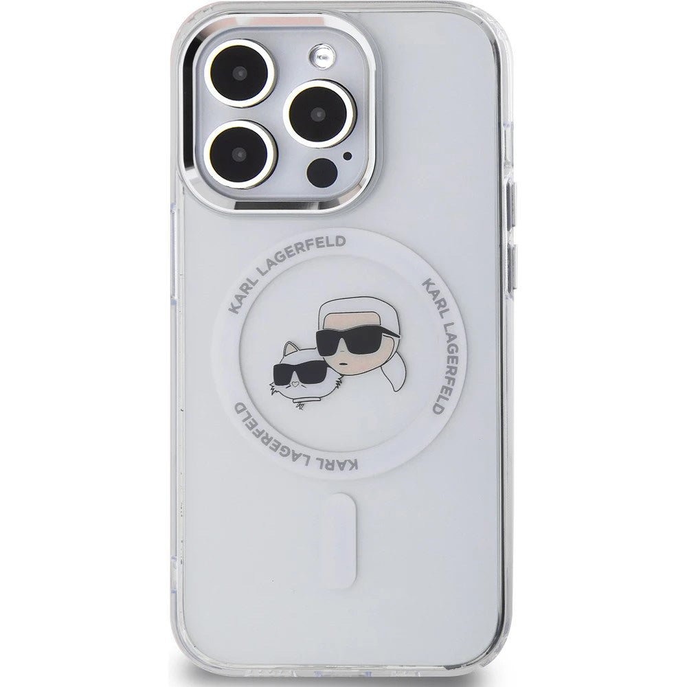Custodia MagSafe per Apple iPhone 14 Pro Max, Karl Lagerfeld, IML Metal Karl & Choupette's Heads, Bianca