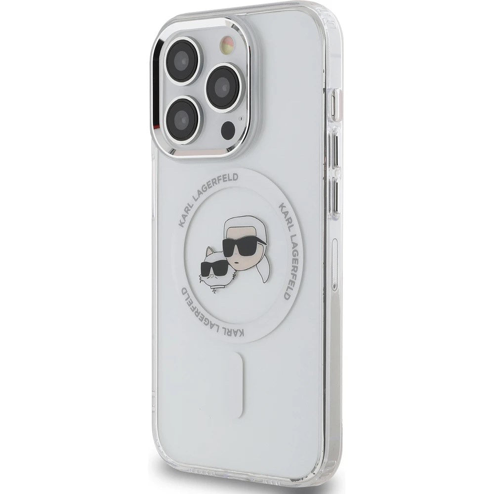 Custodia MagSafe per Apple iPhone 14 Pro Max, Karl Lagerfeld, IML Metal Karl & Choupette's Heads, Bianca