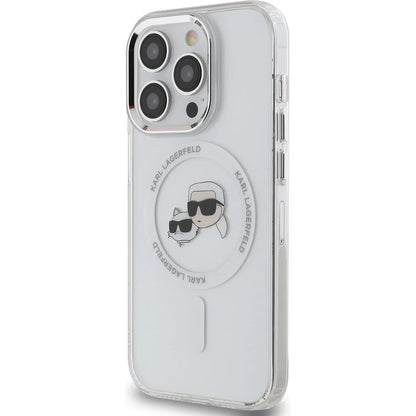 Custodia MagSafe per Apple iPhone 14 Pro Max, Karl Lagerfeld, IML Metal Karl & Choupette's Heads, Bianca