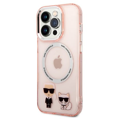 Custodia MagSafe per Apple iPhone 14 Pro Max, Karl Lagerfeld, Karl & Choupette Aluminium, Rosa