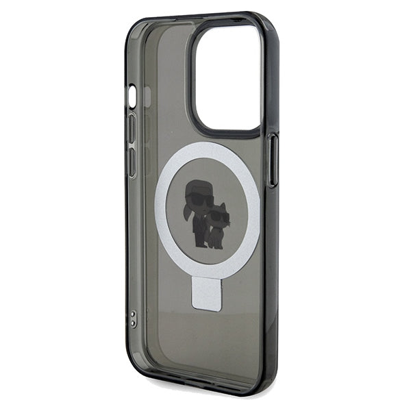 Custodia MagSafe per Apple iPhone 14 Pro Max, Karl Lagerfeld, Ring Stand Karl & Choupette, Nera