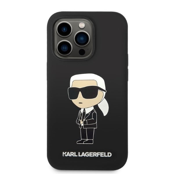 Custodia MagSafe per Apple iPhone 14 Pro Max, Karl Lagerfeld, Silicone Ikonik Karl, Nera