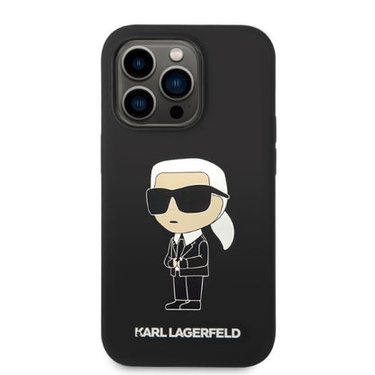 Custodia MagSafe per Apple iPhone 14 Pro Max, Karl Lagerfeld, Silicone Ikonik Karl, Nera