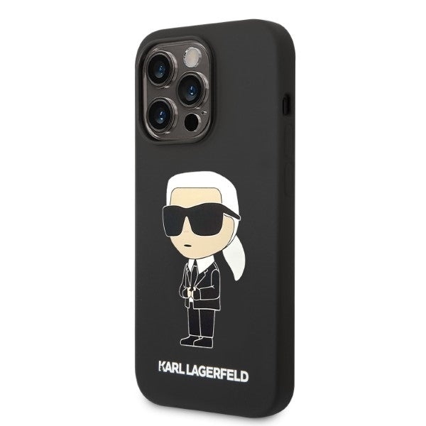 Custodia MagSafe per Apple iPhone 14 Pro Max, Karl Lagerfeld, Silicone Ikonik Karl, Nera