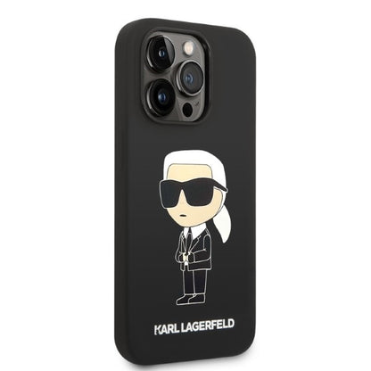 Custodia MagSafe per Apple iPhone 14 Pro Max, Karl Lagerfeld, Silicone Ikonik Karl, Nera