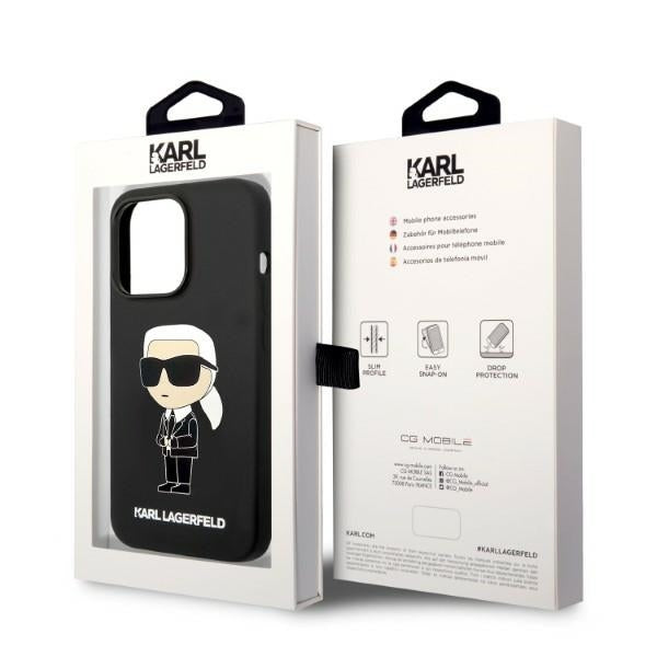 Custodia MagSafe per Apple iPhone 14 Pro Max, Karl Lagerfeld, Silicone Ikonik Karl, Nera