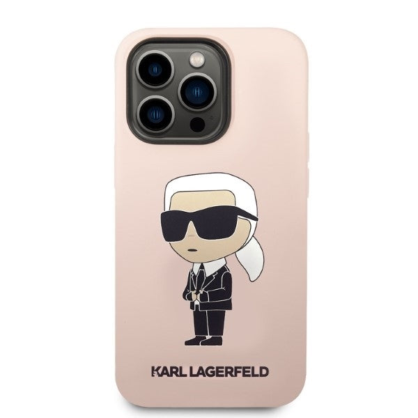 Custodia MagSafe per Apple iPhone 14 Pro Max, Karl Lagerfeld, Silicone Ikonik Karl, Rosa