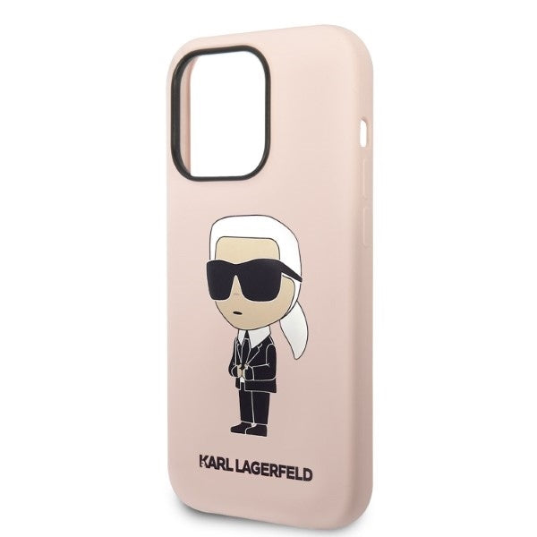 Custodia MagSafe per Apple iPhone 14 Pro Max, Karl Lagerfeld, Silicone Ikonik Karl, Rosa