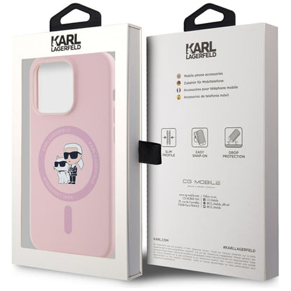 Custodia MagSafe per Apple iPhone 14 Pro Max, Karl Lagerfeld, Silicone Karl & Choupette, Rosa
