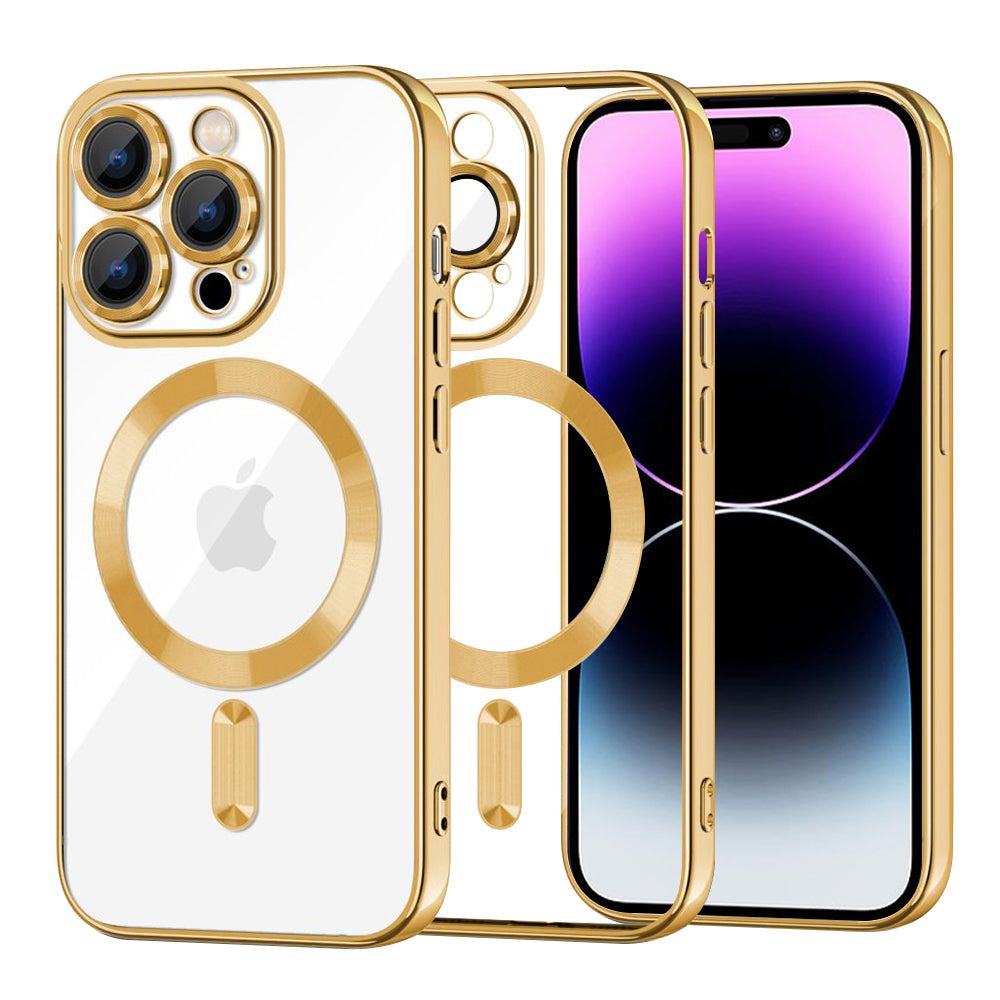 MagSafe Case for Apple iPhone 14 Pro Max, Techsuit, Luxury Crystal, Gold