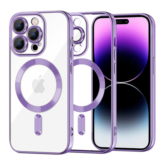 Custodia MagSafe per Apple iPhone 14 Pro Max, Techsuit, Luxury Crystal, Viola Chiaro