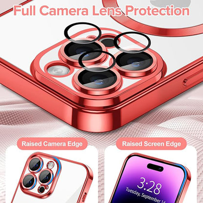 Custodia MagSafe per Apple iPhone 14 Pro Max, Techsuit, Luxury Crystal, Rossa