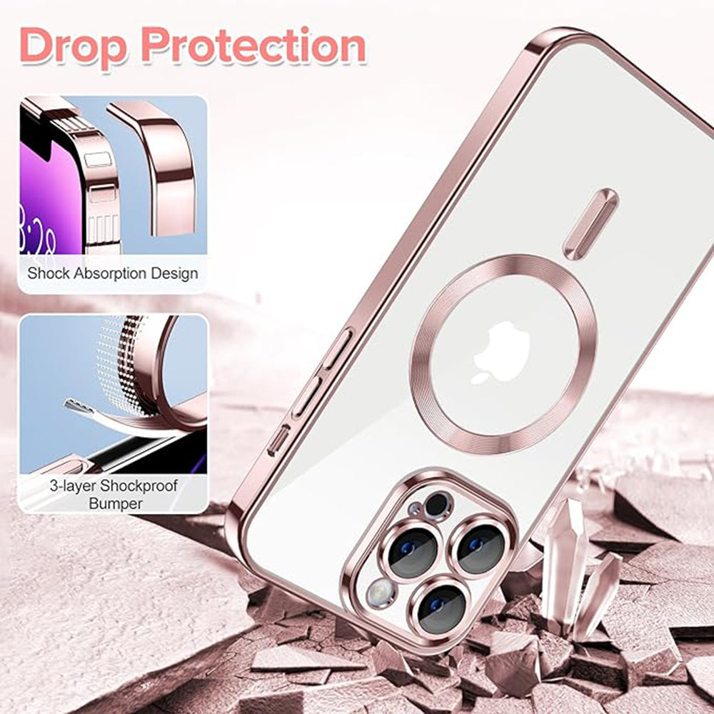 MagSafe Case for Apple iPhone 14 Pro Max, Techsuit, Luxury Crystal, Pink