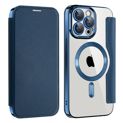 Custodia MagSafe per Apple iPhone 14 Pro Max, Techsuit, SmartMag Book, Blu