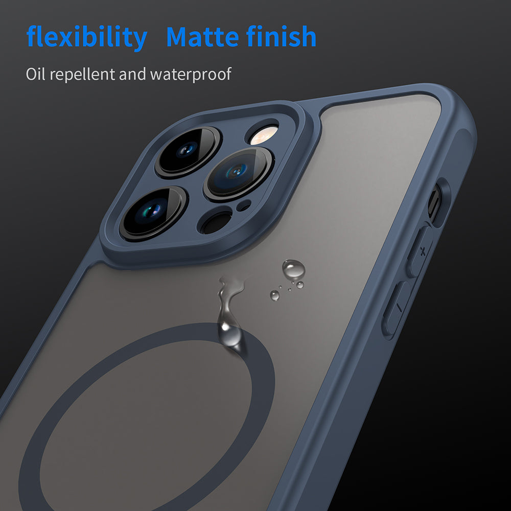 Custodia MagSafe per Apple iPhone 14 Pro, Techsuit, HaloFrost II, Blu Navy