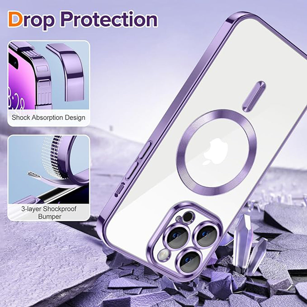 Custodia MagSafe per Apple iPhone 14 Pro, Techsuit, Luxury Crystal, Viola Chiaro