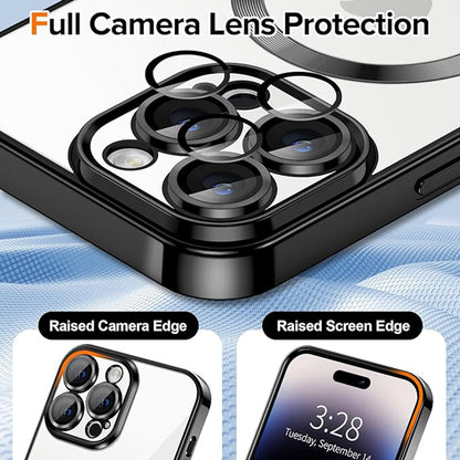 Custodia MagSafe per Apple iPhone 14 Pro, Techsuit, Luxury Crystal, Nera