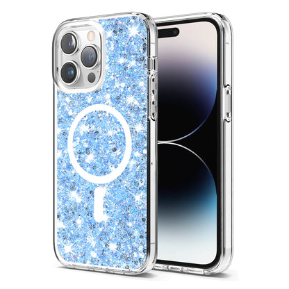 Custodia MagSafe per Apple iPhone 14 Pro, Techsuit, Sparkly Glitter, Blu