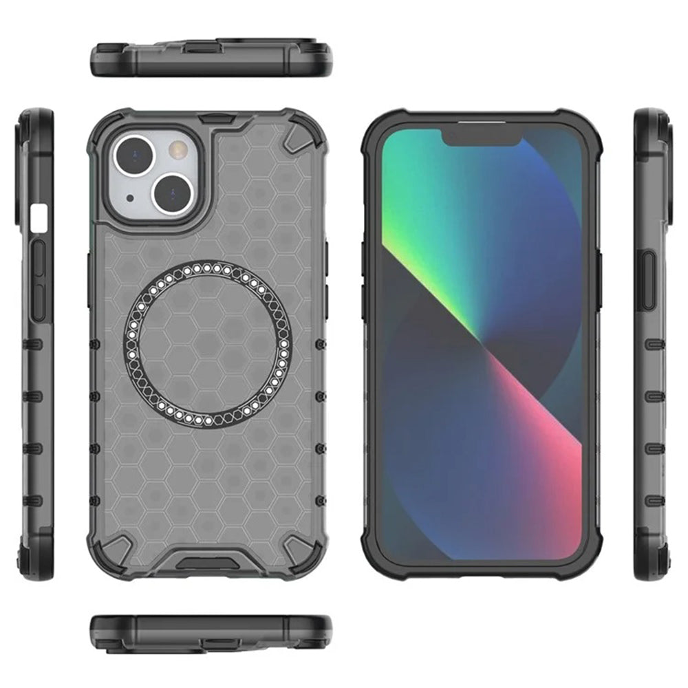 Custodia MagSafe per Apple iPhone 14, Techsuit, HoneyComb Shield, Nera