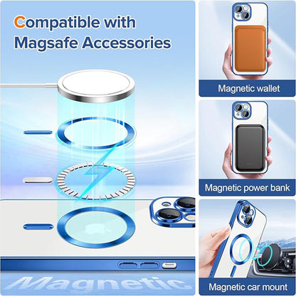 Custodia MagSafe per Apple iPhone 14, Techsuit, Luxury Crystal, Blu Scuro