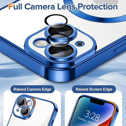 Custodia MagSafe per Apple iPhone 14, Techsuit, Luxury Crystal, Blu Scuro