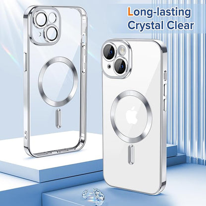 Custodia MagSafe per Apple iPhone 14, Techsuit, Luxury Crystal, Argento