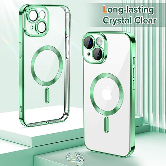 Custodia MagSafe per Apple iPhone 14, Techsuit, Luxury Crystal, Verde Chiaro