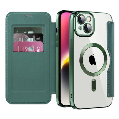 Custodia MagSafe per Apple iPhone 14, Techsuit, SmartMag Book, Verde