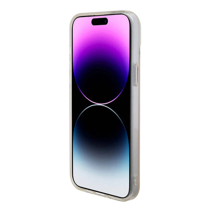 Custodia MagSafe per Apple iPhone 15, Guess, IML Iridescent Script, Rosa GUHMP15SHITSP