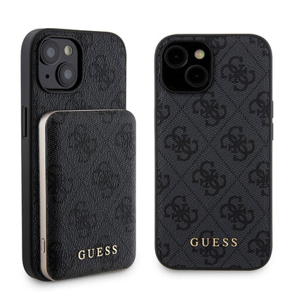 Custodia MagSafe per Apple iPhone 15, Guess, Powerbank 4G Metal Logo, Nera