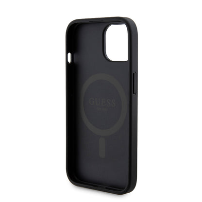 Custodia MagSafe per Apple iPhone 15, Guess, Powerbank 4G Metal Logo, Nera