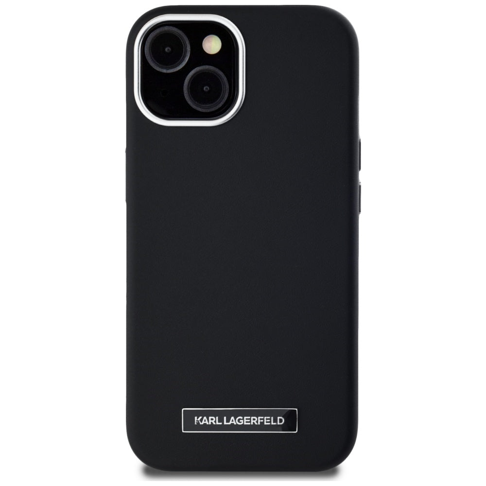 Custodia MagSafe per Apple iPhone 15, Karl Lagerfeld, FW Metal Plate, Nera