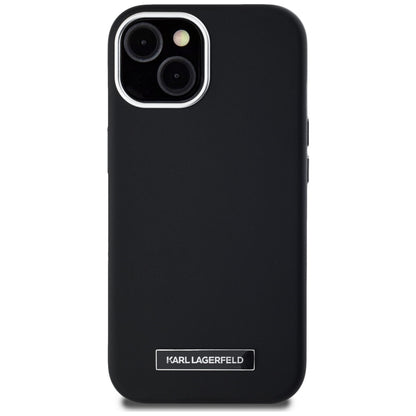 Custodia MagSafe per Apple iPhone 15, Karl Lagerfeld, FW Metal Plate, Nera