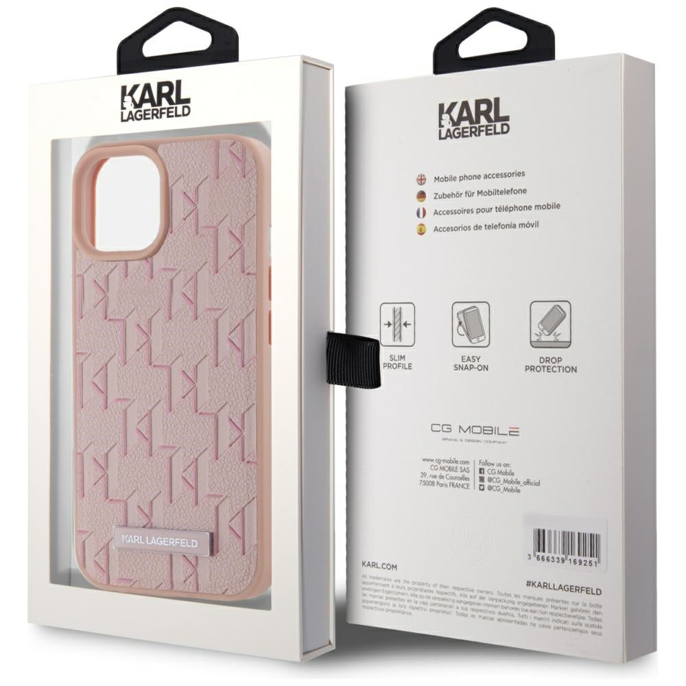 Custodia MagSafe per Apple iPhone 15, Karl Lagerfeld, Hot Stamp, Rosa