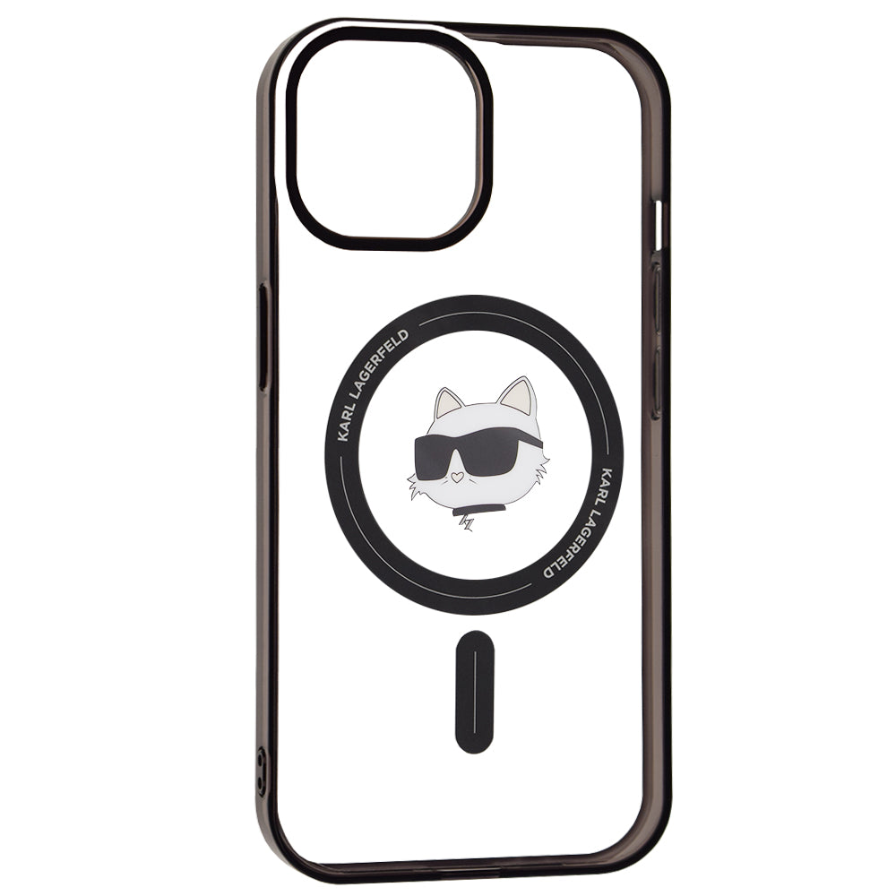 Custodia MagSafe per Apple iPhone 15, Karl Lagerfeld, IML Choupette's Head, Trasparente