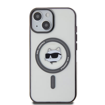 Custodia MagSafe per Apple iPhone 15, Karl Lagerfeld, IML Choupette's Head, Trasparente