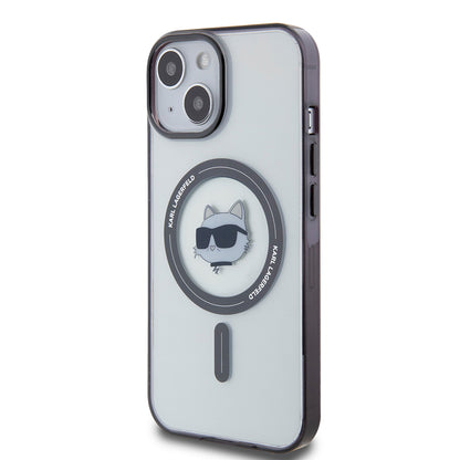 Custodia MagSafe per Apple iPhone 15, Karl Lagerfeld, IML Choupette's Head, Trasparente