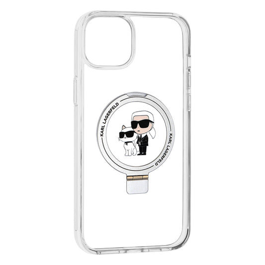 Custodia MagSafe per Apple iPhone 15 Plus, Karl Lagerfeld, Ringstand Karl and Choupette, Bianca