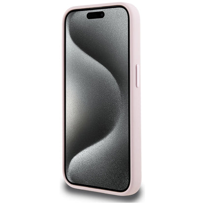 MagSafe Case for Apple iPhone 15, Karl Lagerfeld, Silicone Shadow Metal Initial, Pink