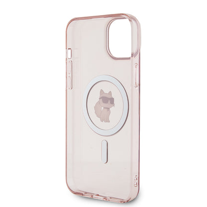 Custodia MagSafe per Apple iPhone 15 Plus / 14 Plus, Karl Lagerfeld, IML Choupette, Rosa