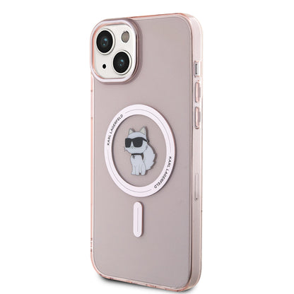 Custodia MagSafe per Apple iPhone 15 Plus / 14 Plus, Karl Lagerfeld, IML Choupette, Rosa