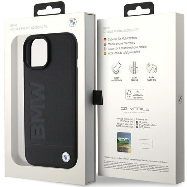 Custodia MagSafe per Apple iPhone 15 Plus, BMW, Natural Hot Stamp, Nera