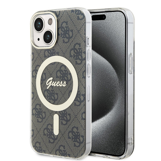 Custodia MagSafe per Apple iPhone 15 Plus, Guess, IML 4G, Marrone