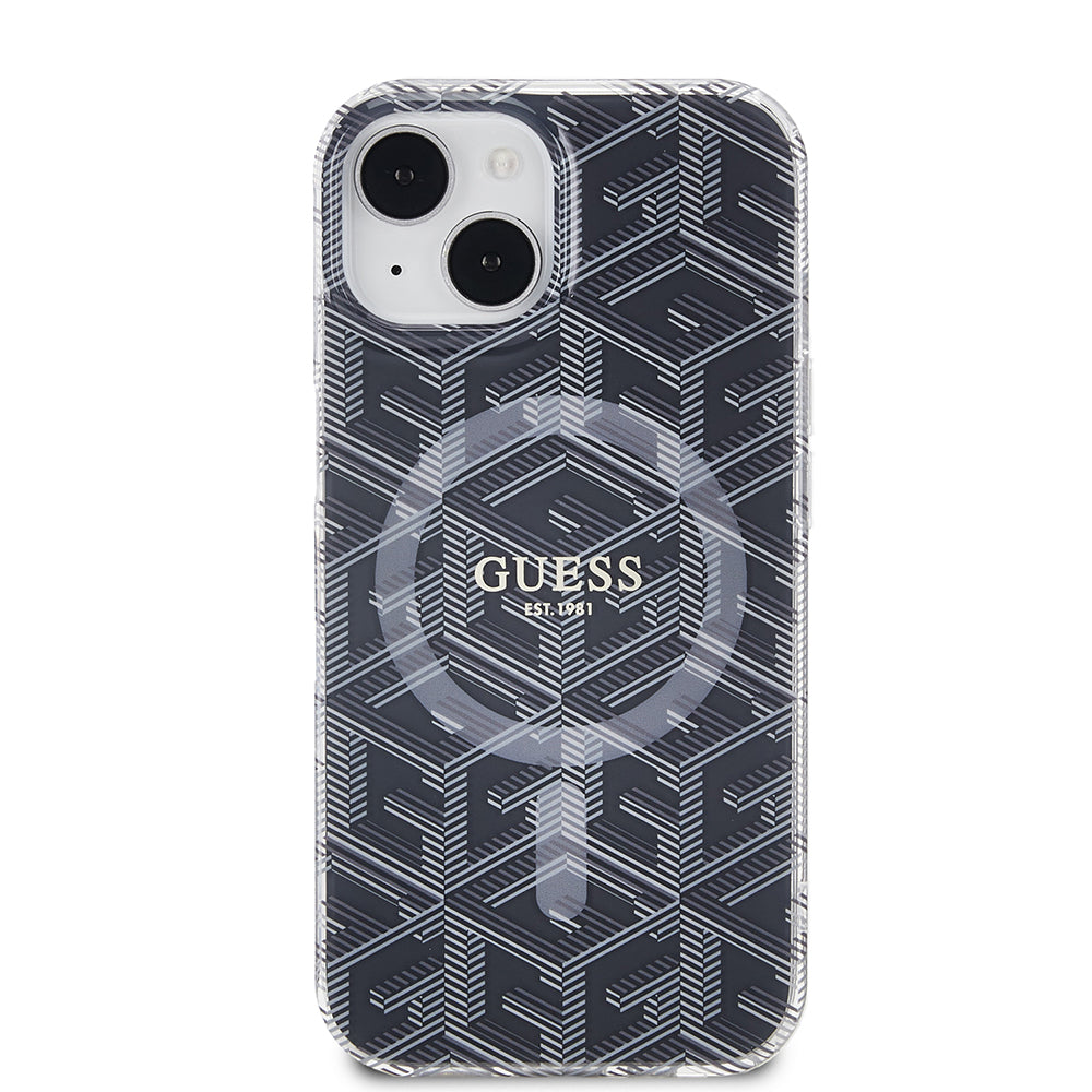 Custodia MagSafe per Apple iPhone 15 Plus, Guess, IML Gcube, Nera